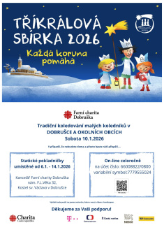 Tříkrálová sbírka 2026 v Dobrušce